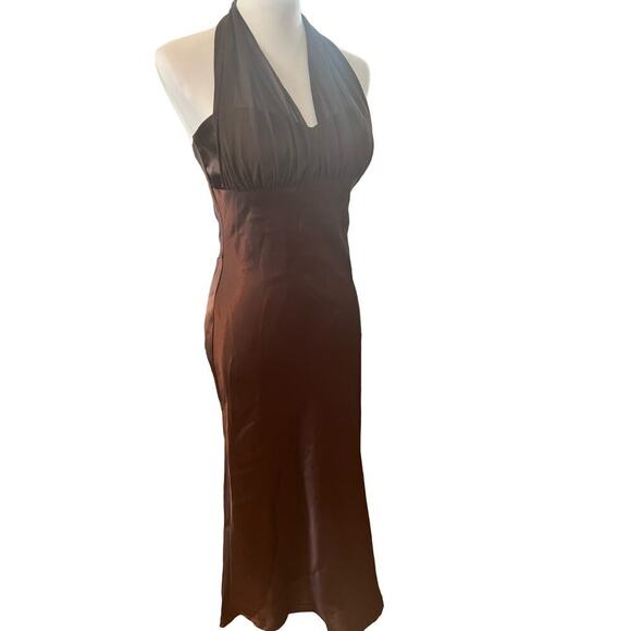 DAVIDS BRIDAL FORMAL BROWN SATIN GOWN SIZE 4 - Picture 2 of 7